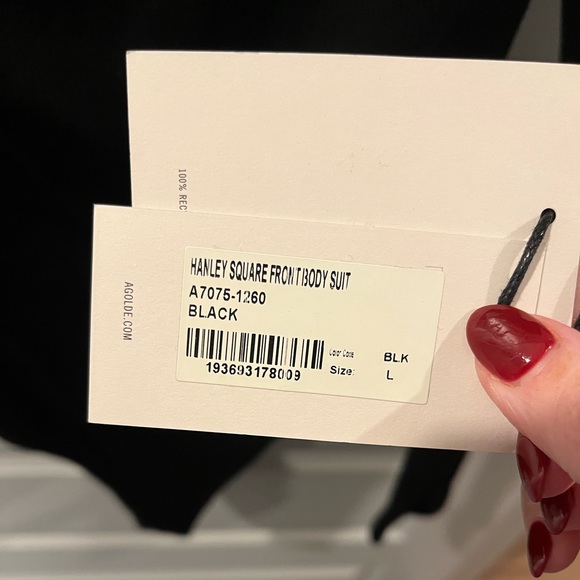 Revolve Agolde Hanley Square Neck Bodysuit Black Size Large NWT - Picture 4 of 5